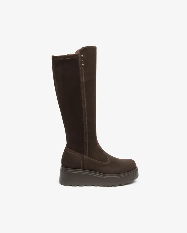 NeroGiardini Bottes Femme Cuir Velours Plateforme 55mm