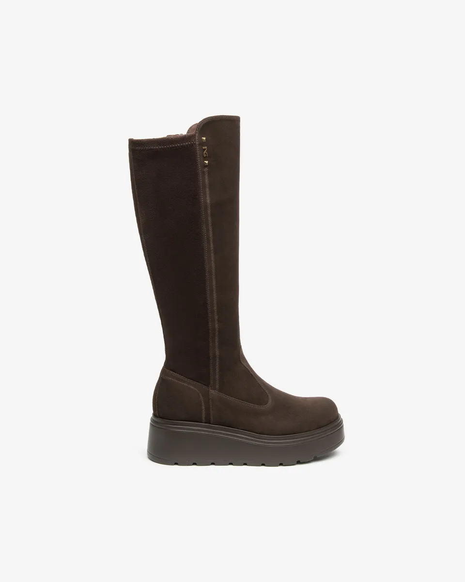 NeroGiardini Bottes Femme Cuir Velours Plateforme 55mm