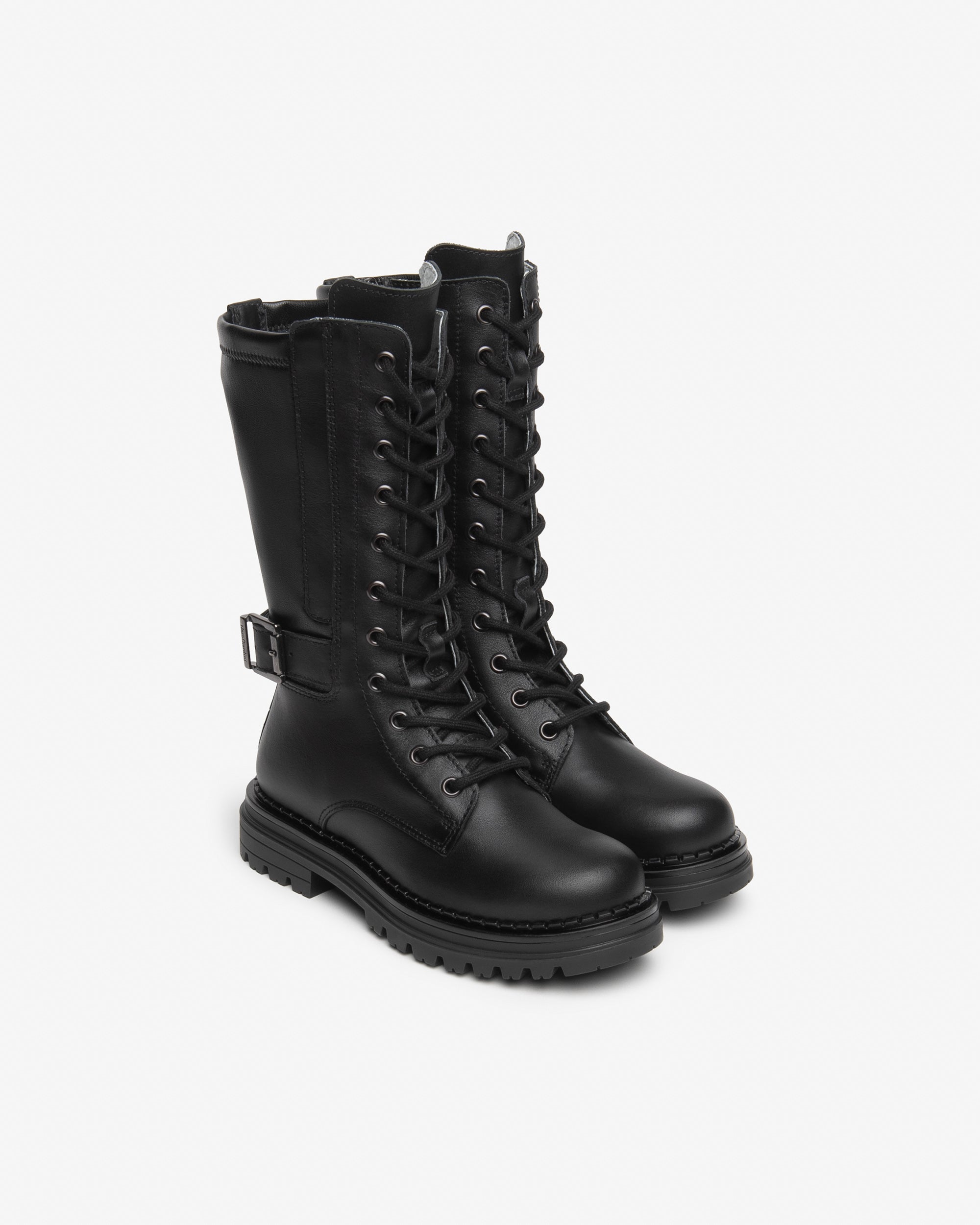 Nerogiardini Bottes Fille Cuir Combat Boots Tige Extensible