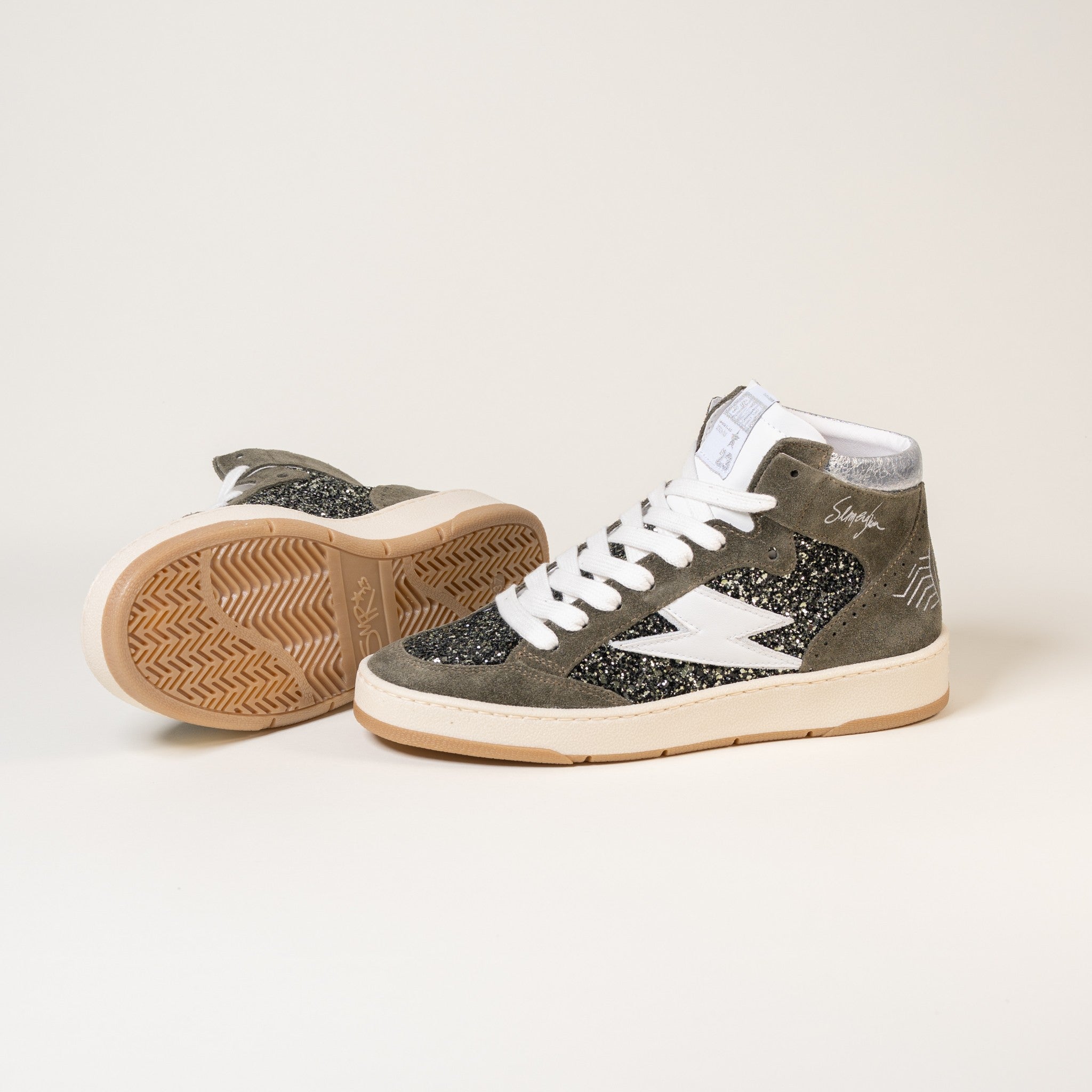 SMR Braga C227 baskets kaki et argent