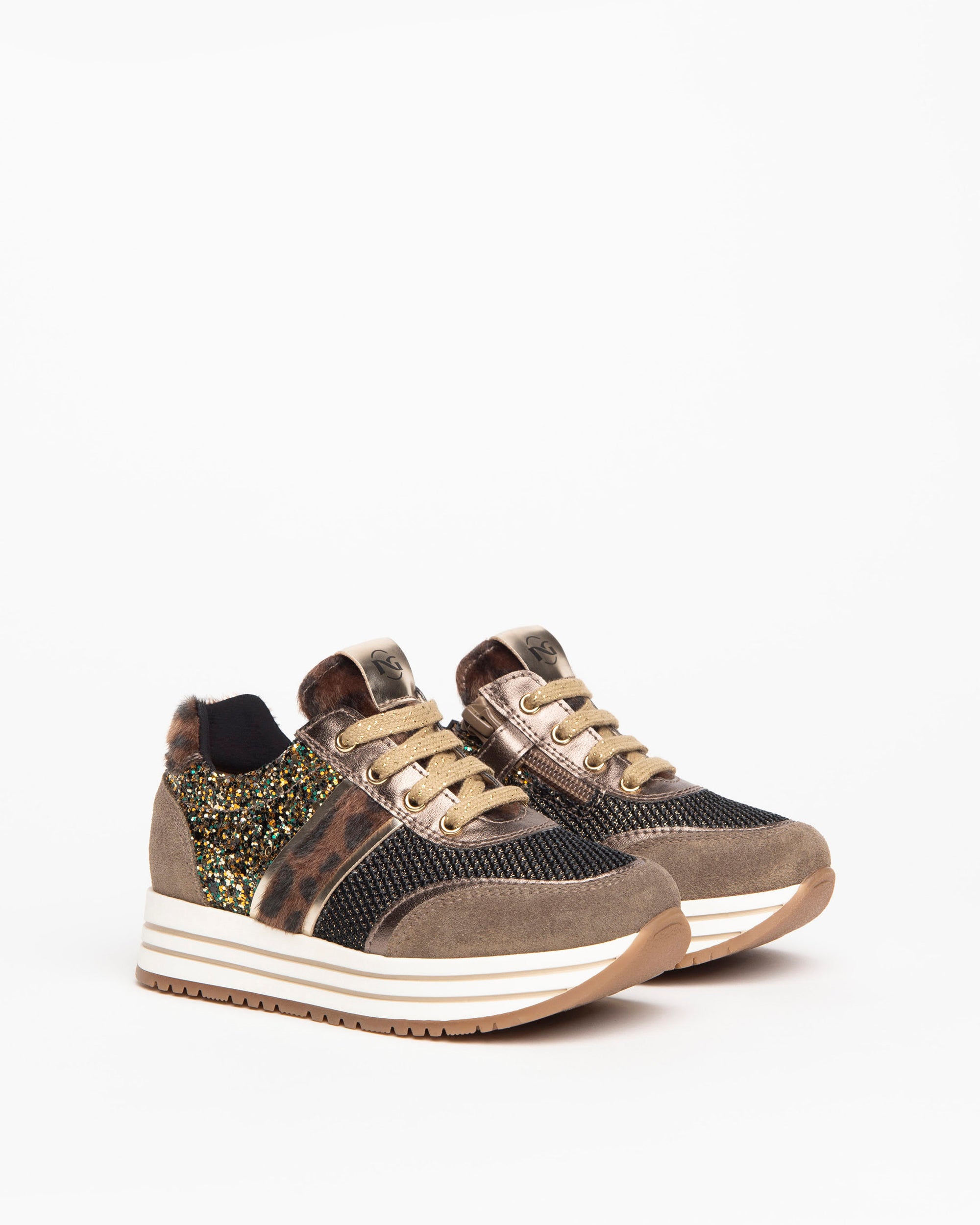 NeroGiardini Sneakers fille cuir velours paillettes