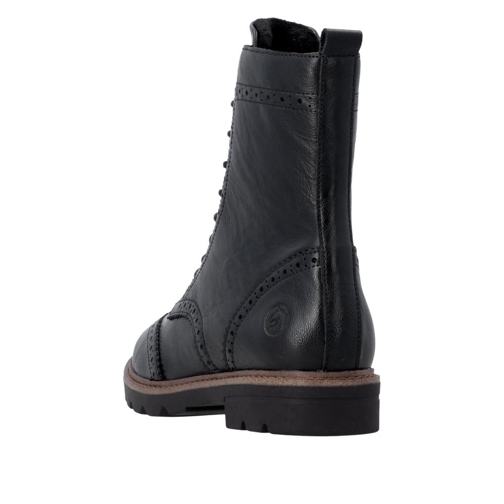 Remonte D2Q73 bottes à lacets femme noir cuir zip