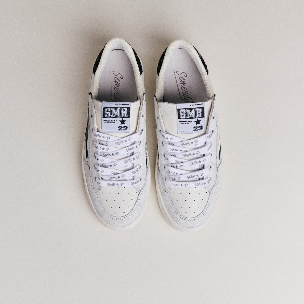 SMR Ale D613 baskets cuir blanc noir