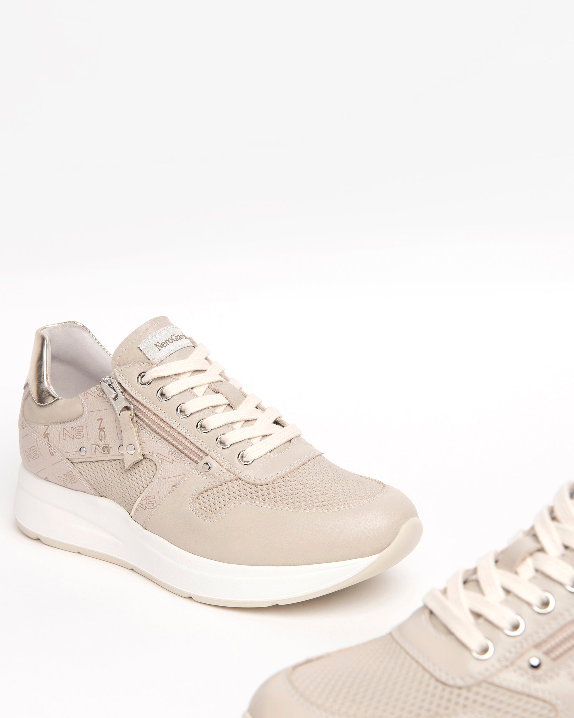 NeroGiardini Sneakers Femme Cuir Zip Semelle 3,5 cm