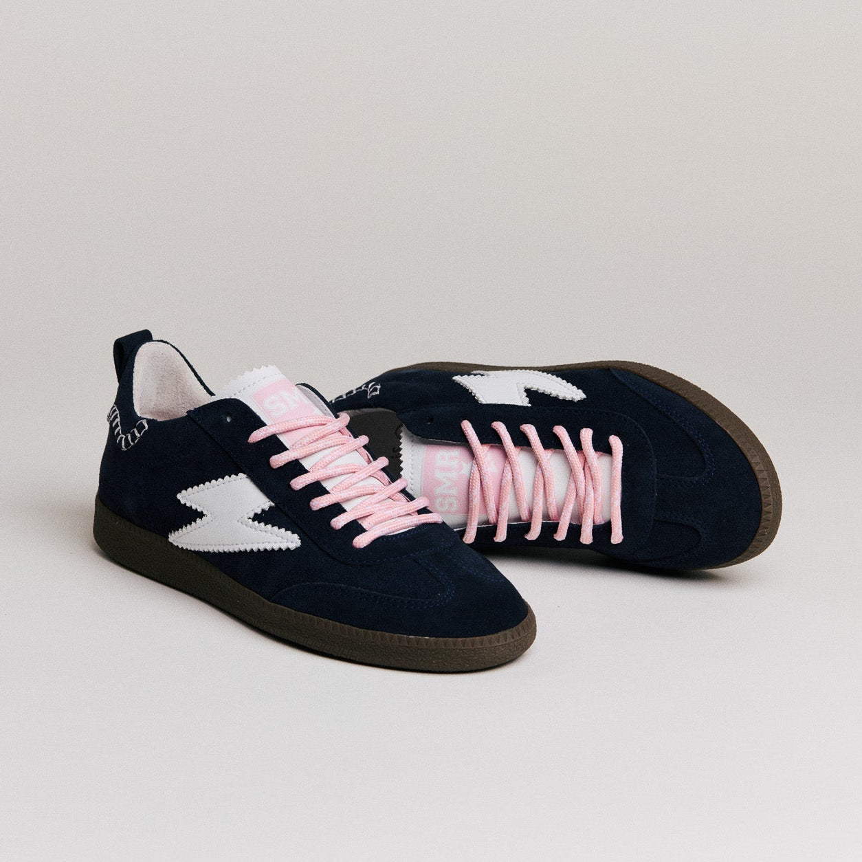 Semerdjian Ashley C388 baskets cuir bleu marine rose