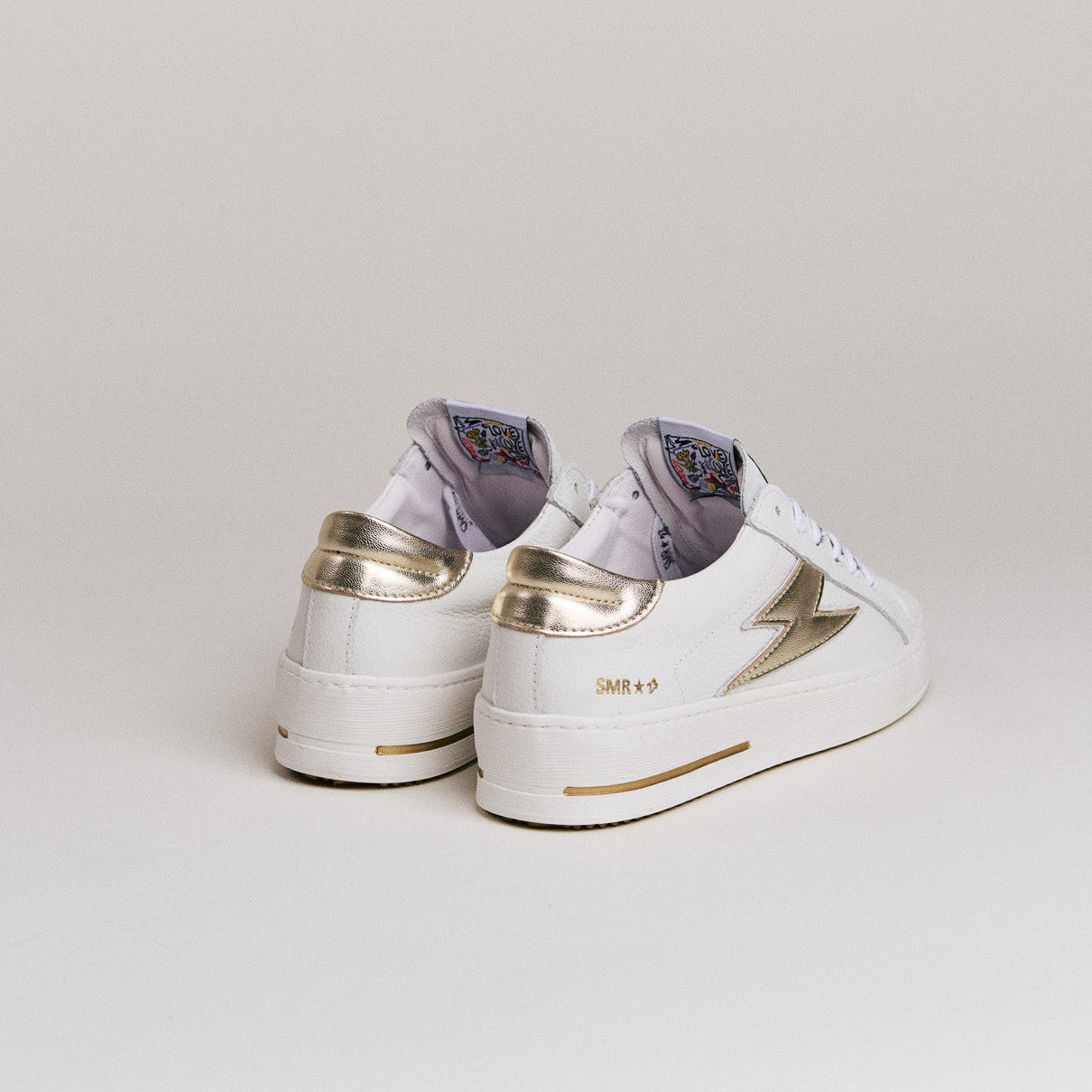 SMR Semerdjian Maya D601 basket cuir blanc or