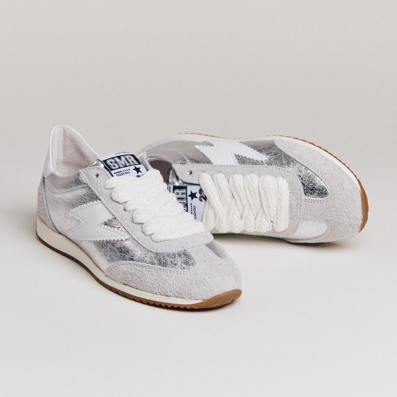 Semerdjian June D484 baskets argent blanc métallisé
