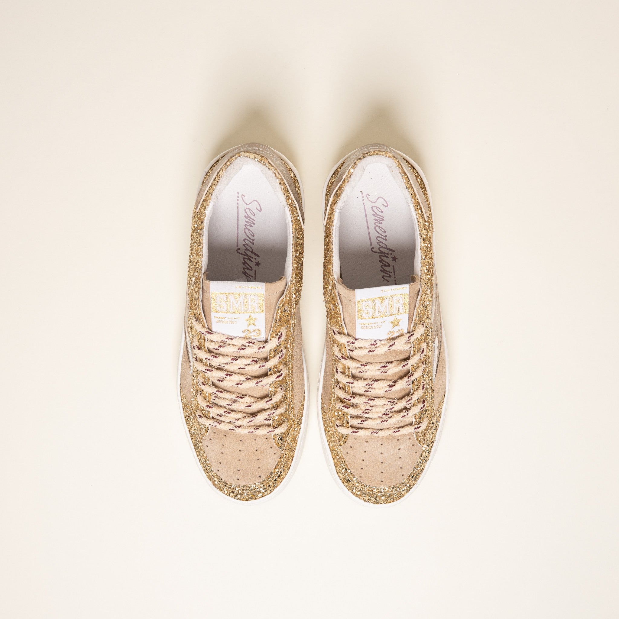 SMR Semerdjian Noubar E474 Sneakers Beige Or Glitter