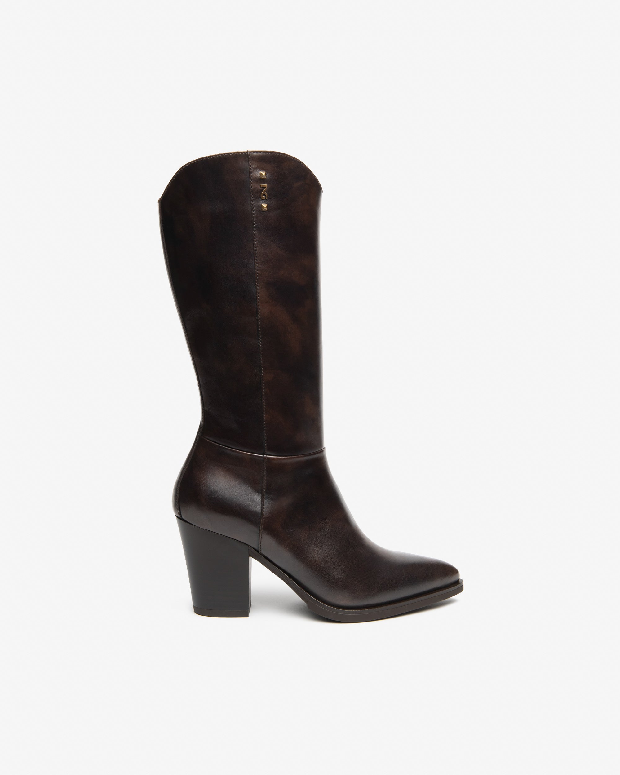NeroGiardini Bottes Femme Cuir Western Talon 80 mm