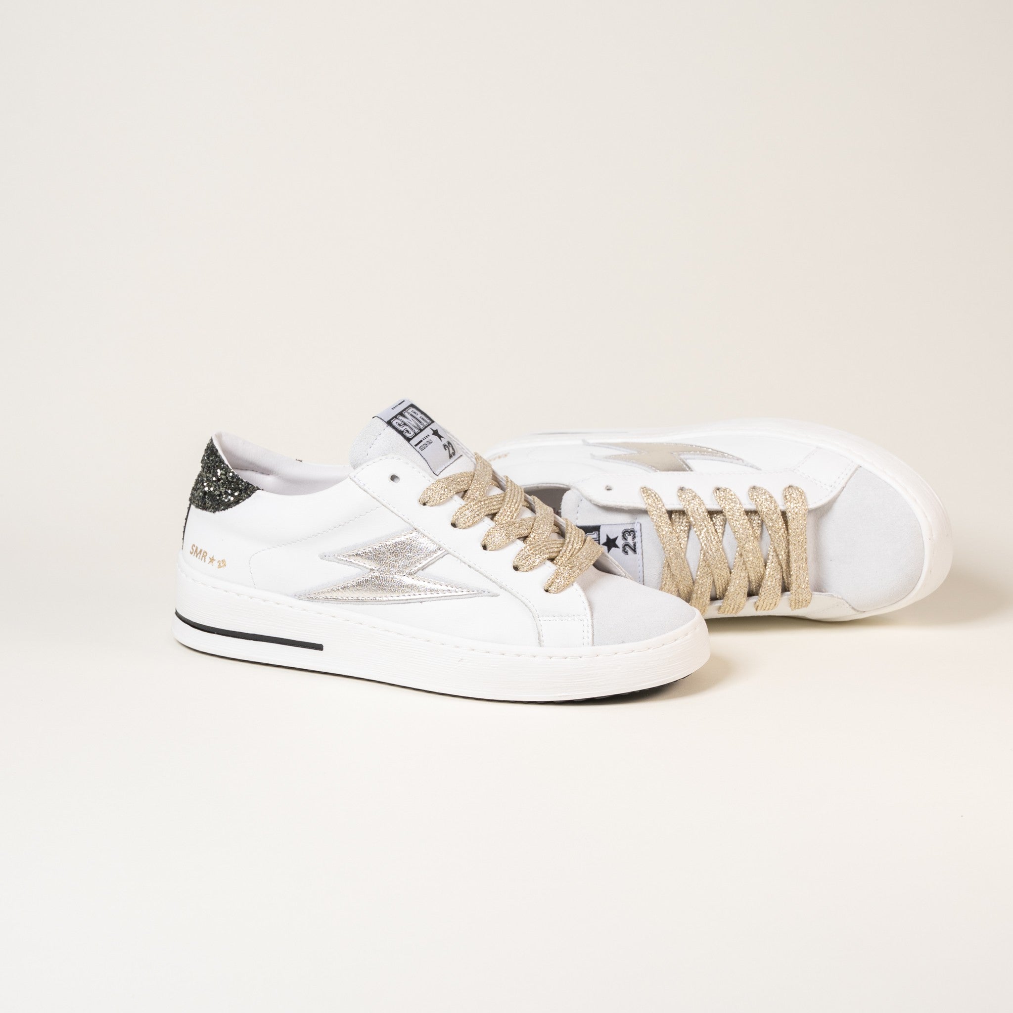 SMR Maya E479 Baskets Blanc Champagne Cuir