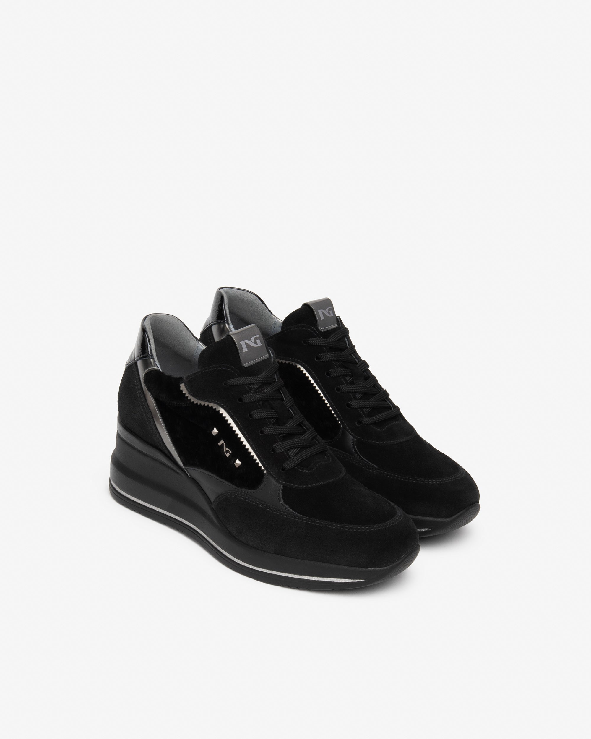 NeroGiardini Sneakers Femme Cuir Velours Semelle 60 mm
