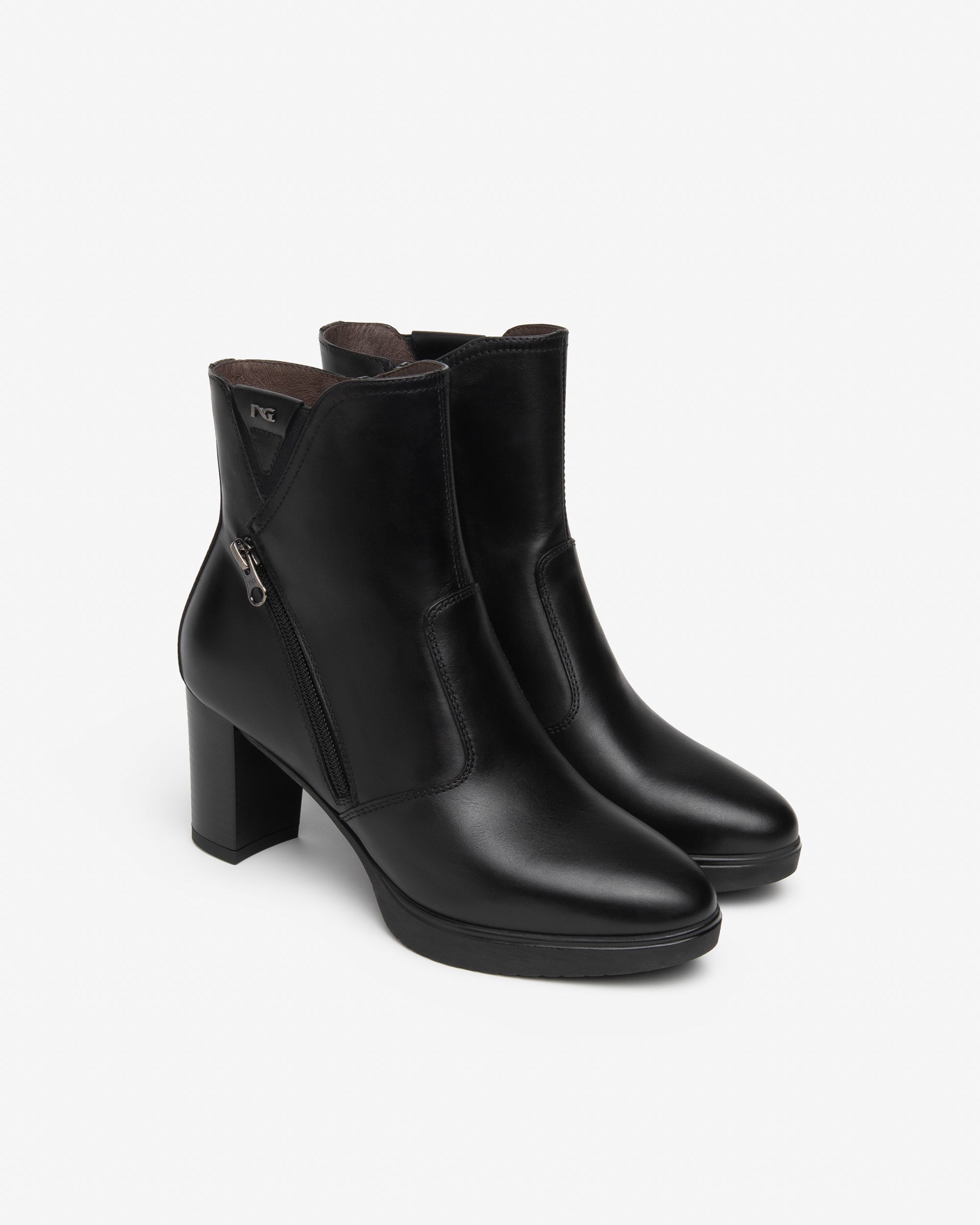 NeroGiardini Bottines Femme Cuir Plateforme Zip Talon 70 mm