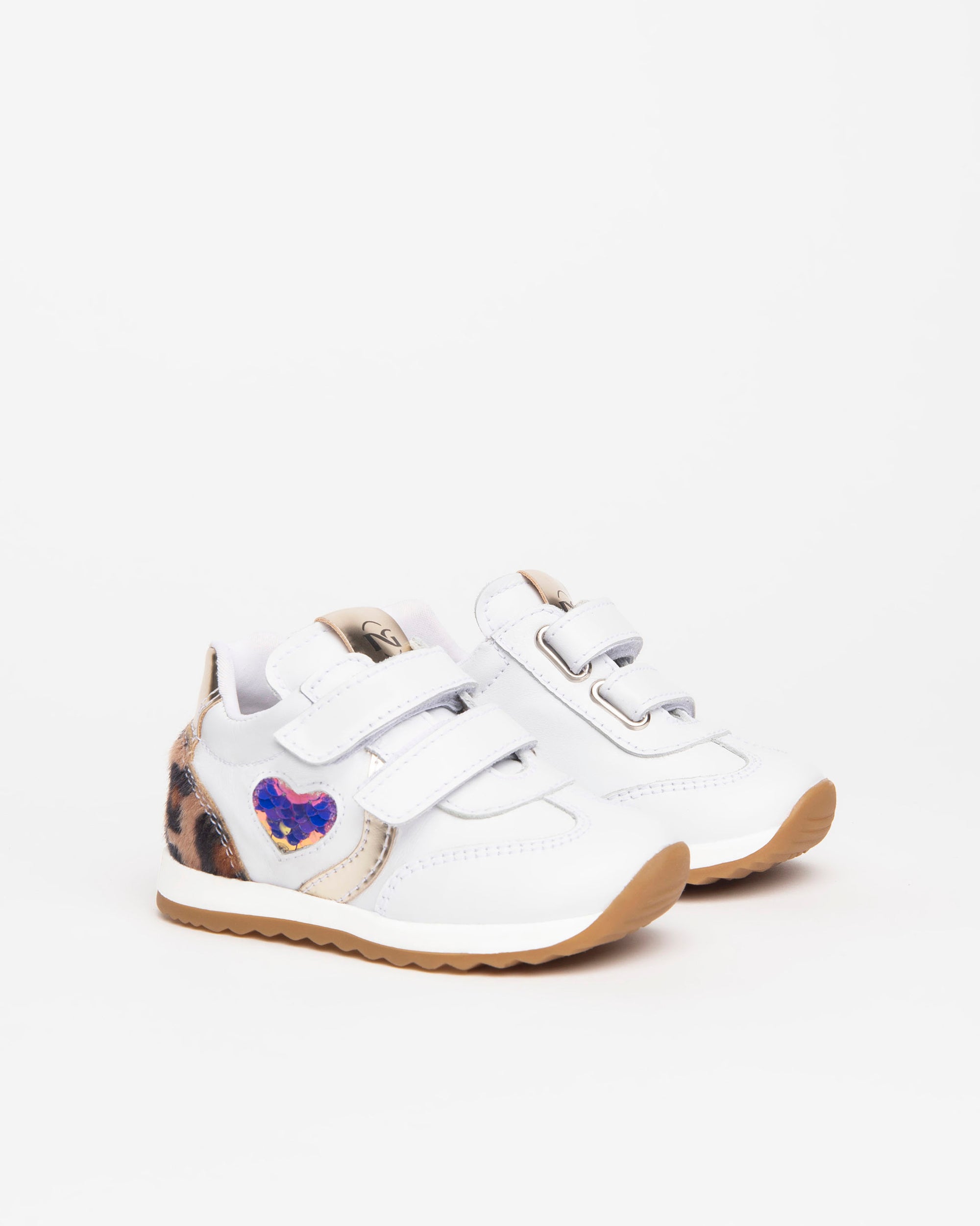 NeroGiardini Sneakers Baby cuir lamé fille cœur sequins