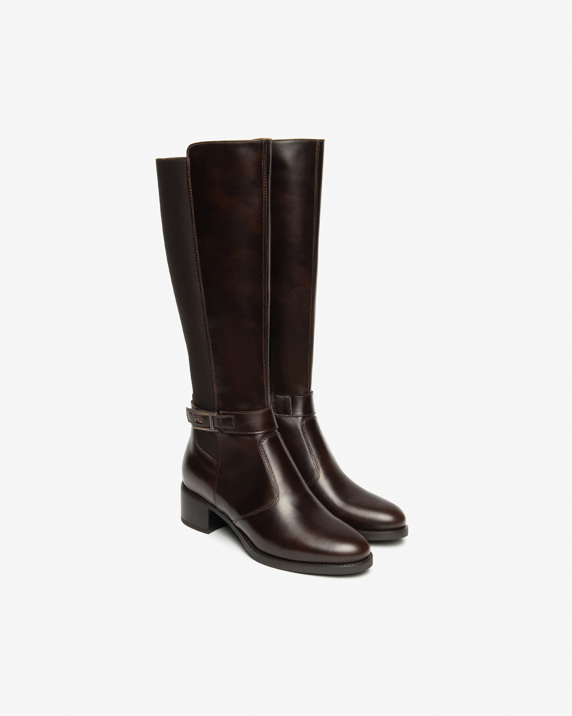 Nerogiardini Bottes Cuir Femme Tissu Talon 40 mm Zip