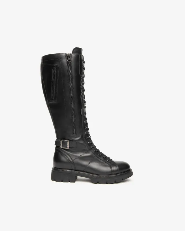 NeroGiardini Bottes Cuir Femme Lacets Rock 3 cm