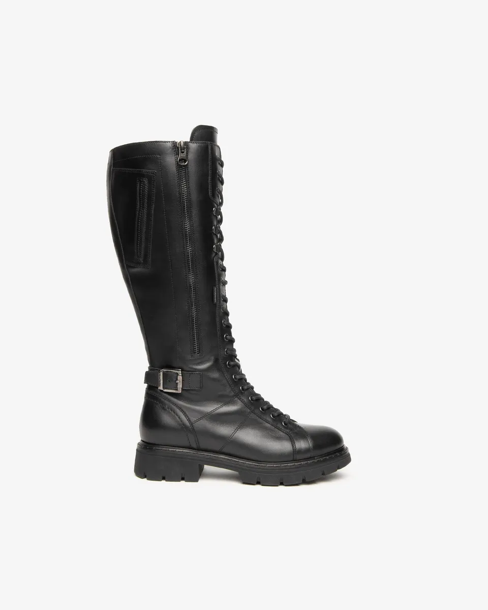 NeroGiardini Bottes Cuir Femme Lacets Rock 3 cm