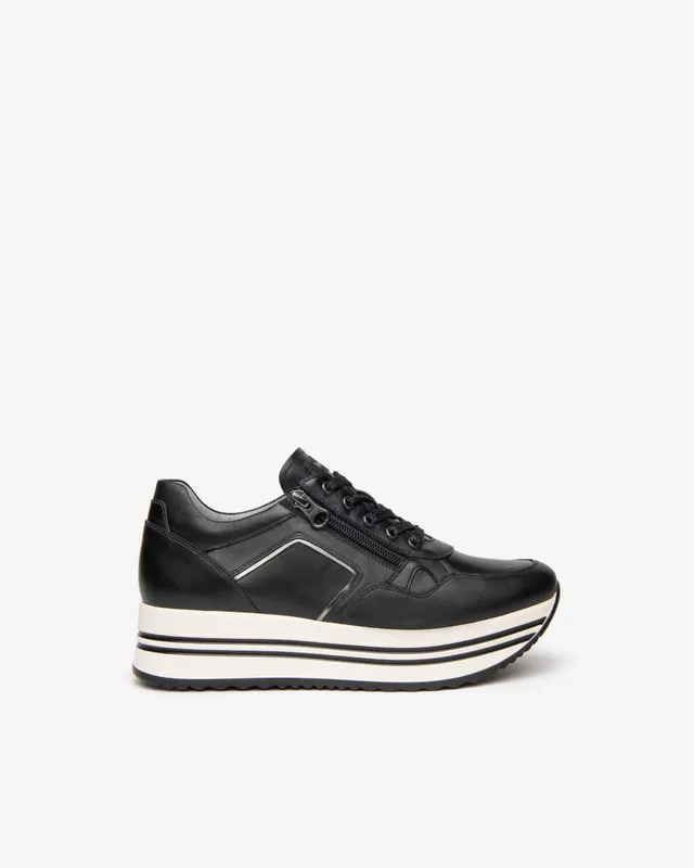 NeroGiardini Sneakers Femme Cuir Lamé Plateforme 4,5 cm
