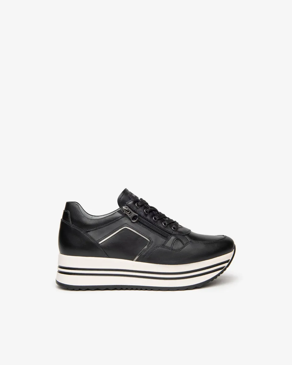 NeroGiardini Sneakers Femme Cuir Lamé Plateforme 4,5 cm
