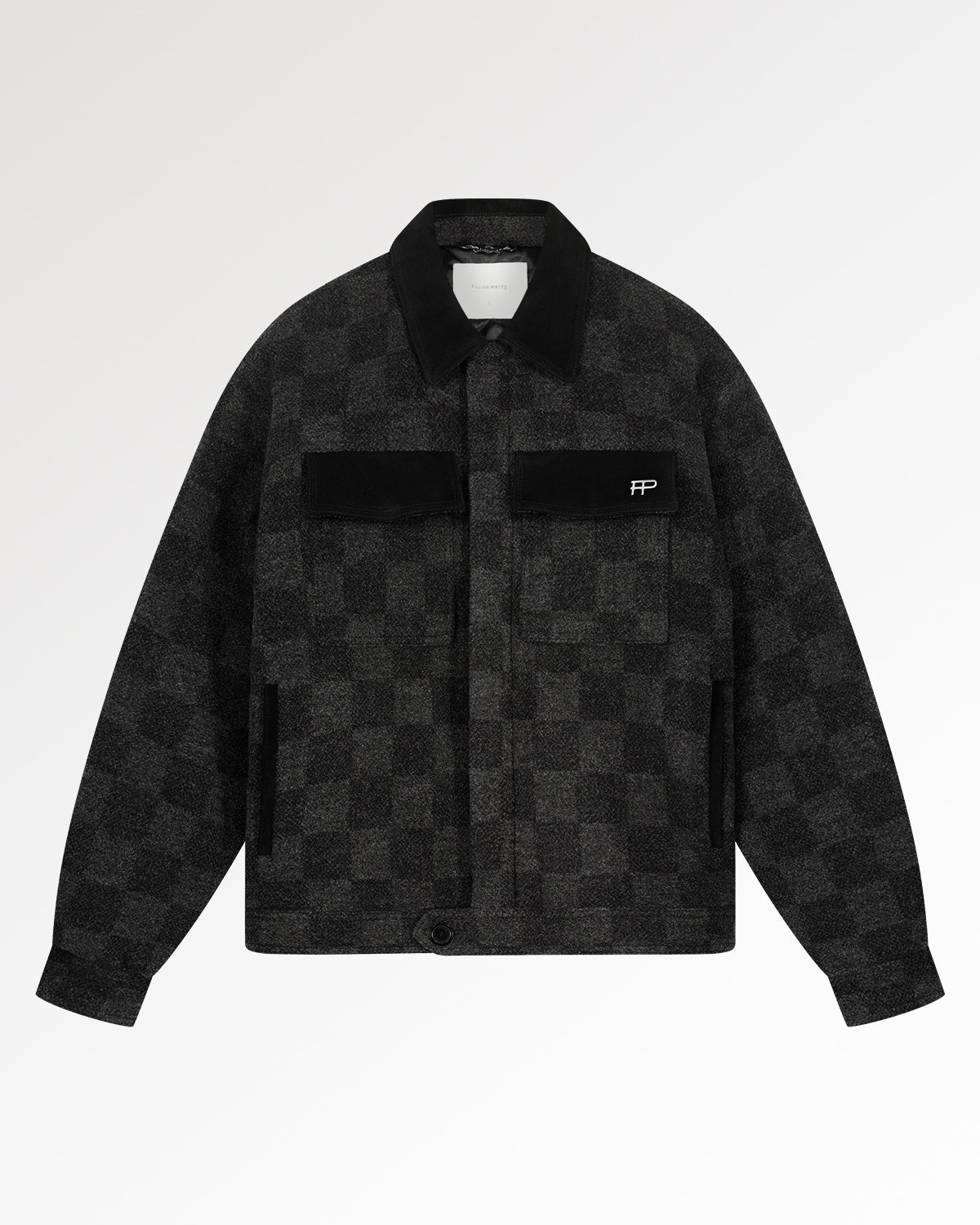 Filling Pieces Box Jacket Wool Check veste laine noire à carreaux