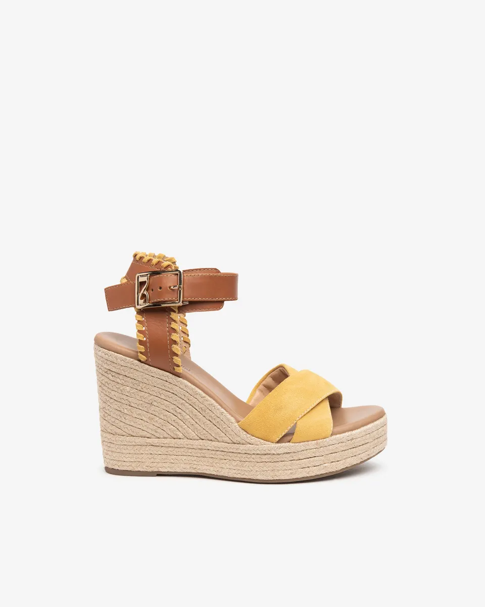 NeroGiardini Sandales compensées cuir boucle 10 cm corde