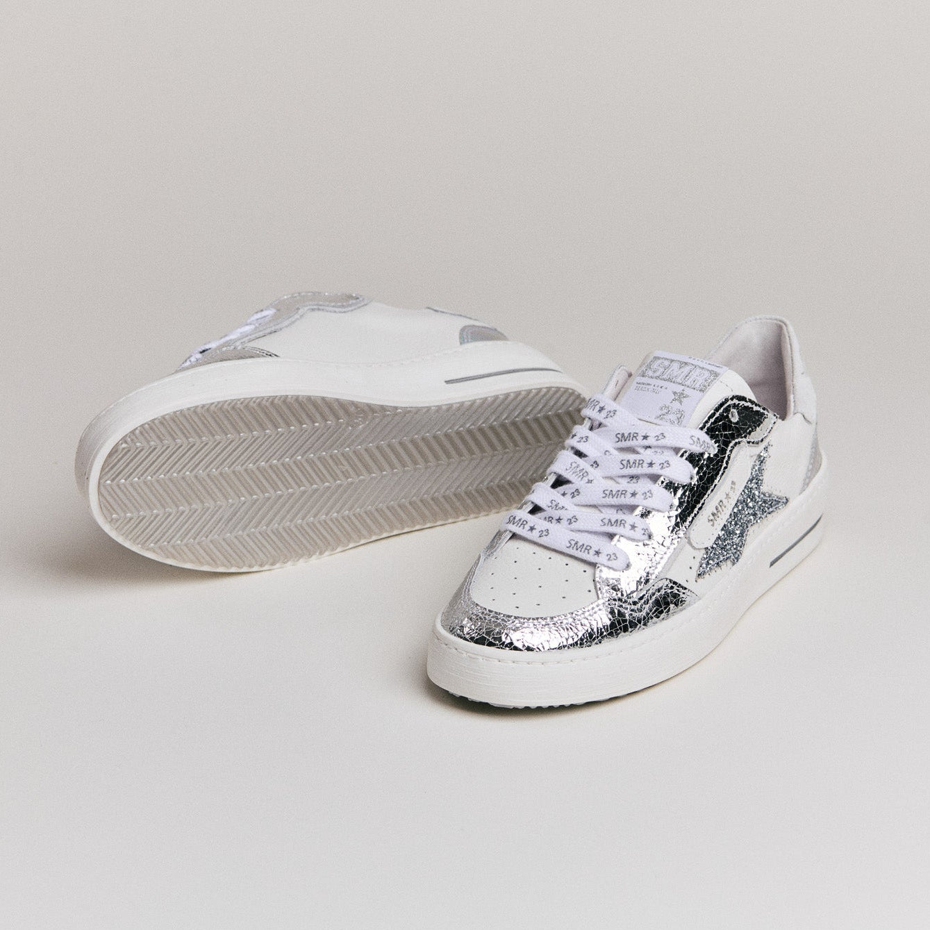 SMR Semerdjian Ale D609 baskets cuir blanc argent