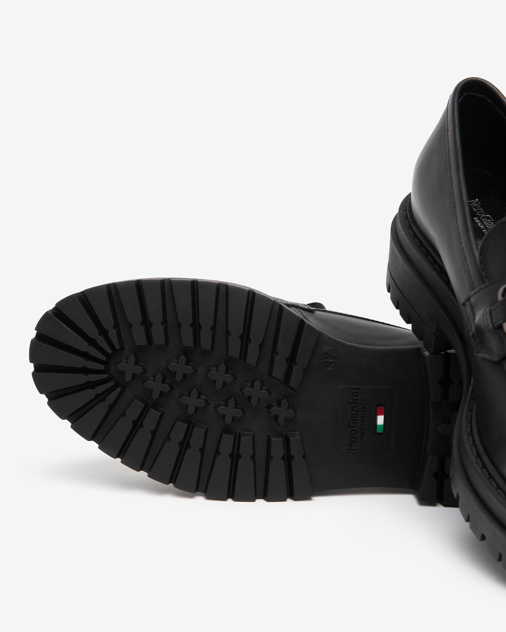 NeroGiardini Mocassins Femme Cuir Ornement Métal Talon 40 mm