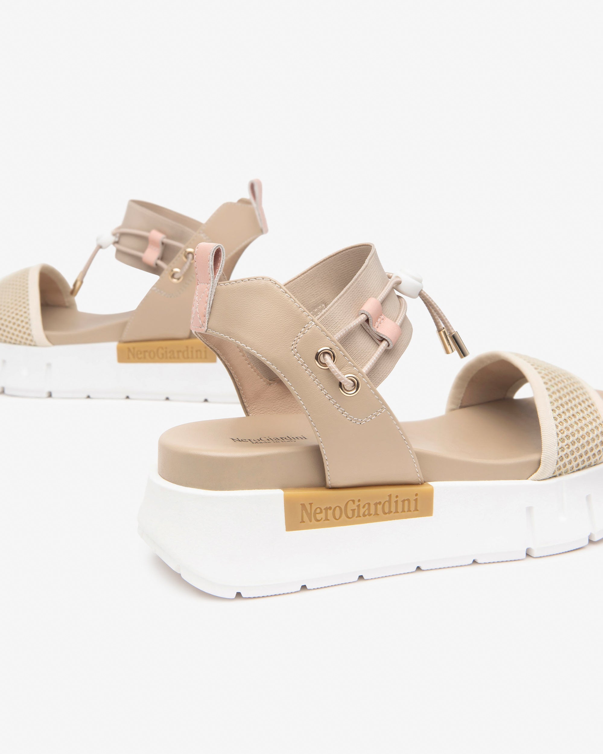NeroGiardini Sandales Femme Cuir et Toile Plateforme 40 mm