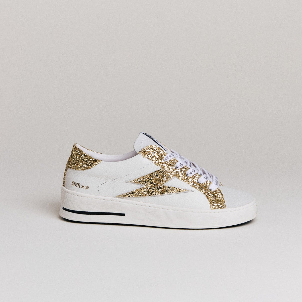 SMR Maya D600 baskets cuir blanc or semelle épaisse
