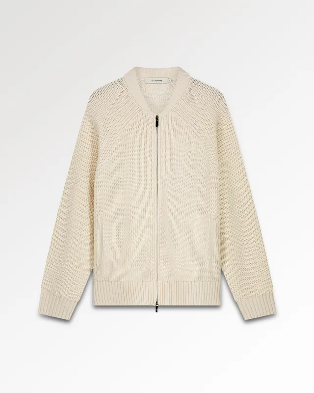 Filling Pieces Zip Knit pull zippé Antique White maille fine
