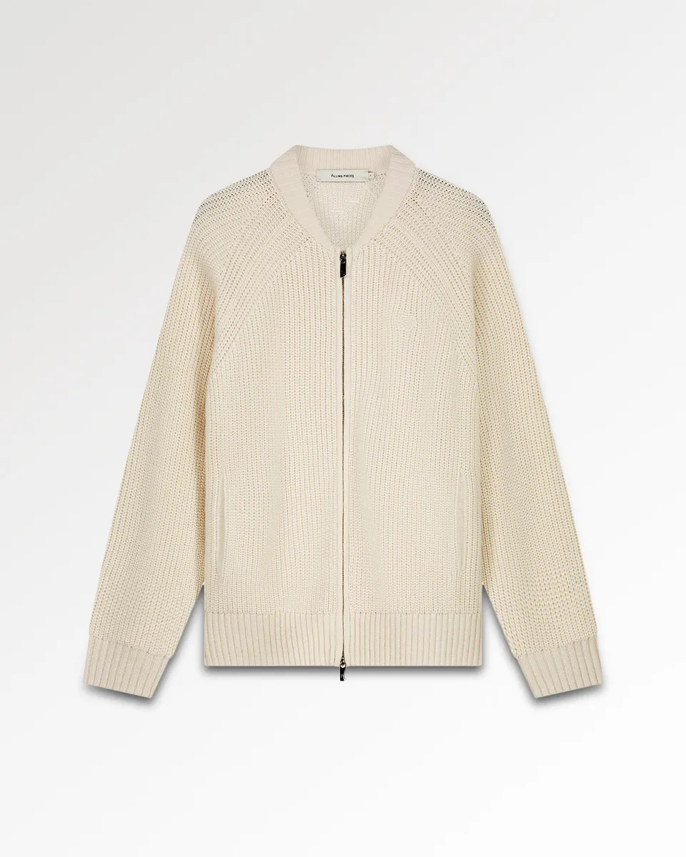 Filling Pieces Zip Knit pull zippé Antique White maille fine