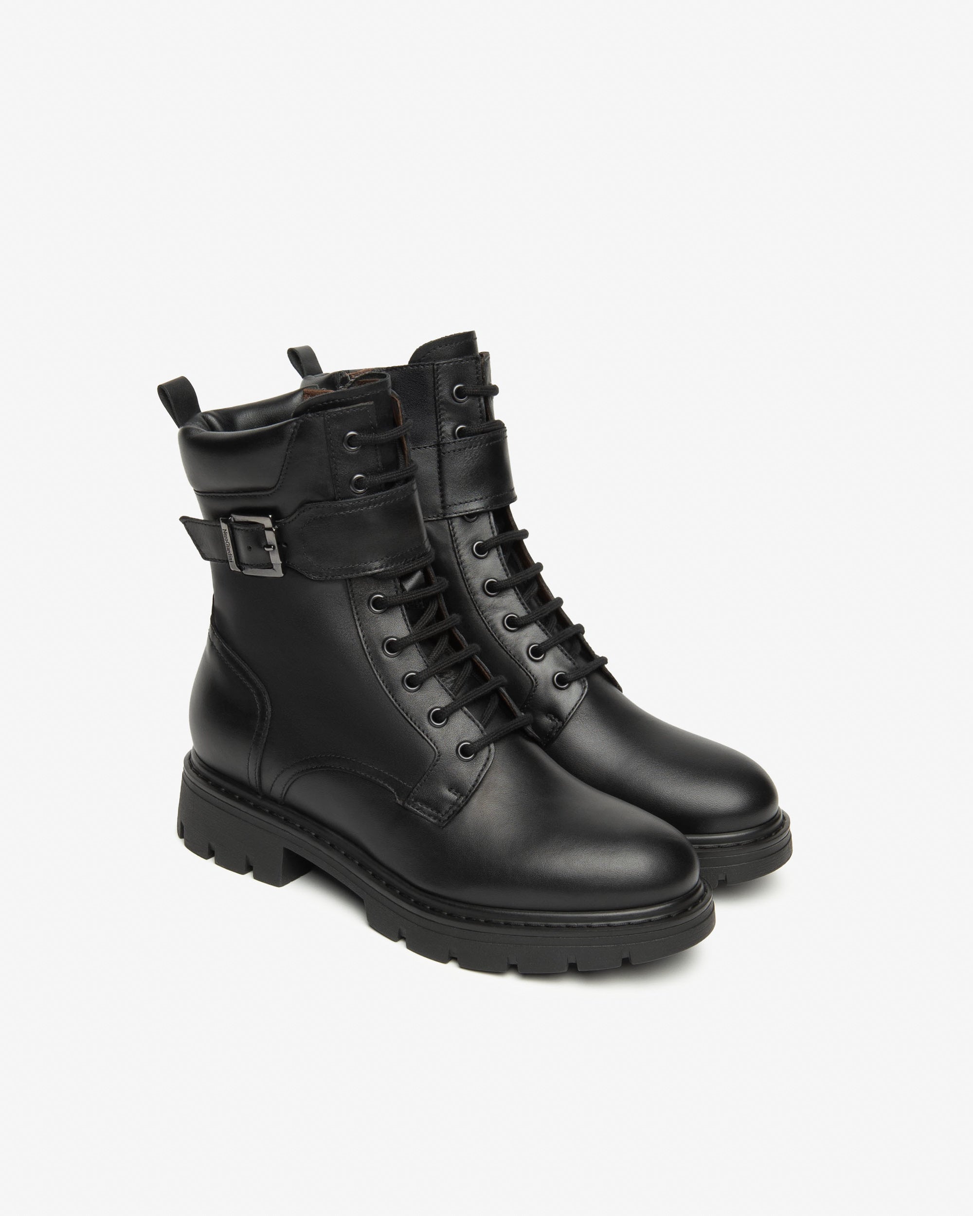 Nerogiardini Bottines Motardes Femme Cuir Combat Boots