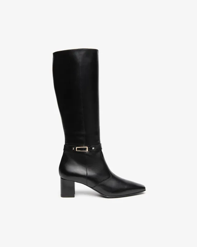 NeroGiardini Bottes Femme Cuir Talon Bloc 55 Tige Haute