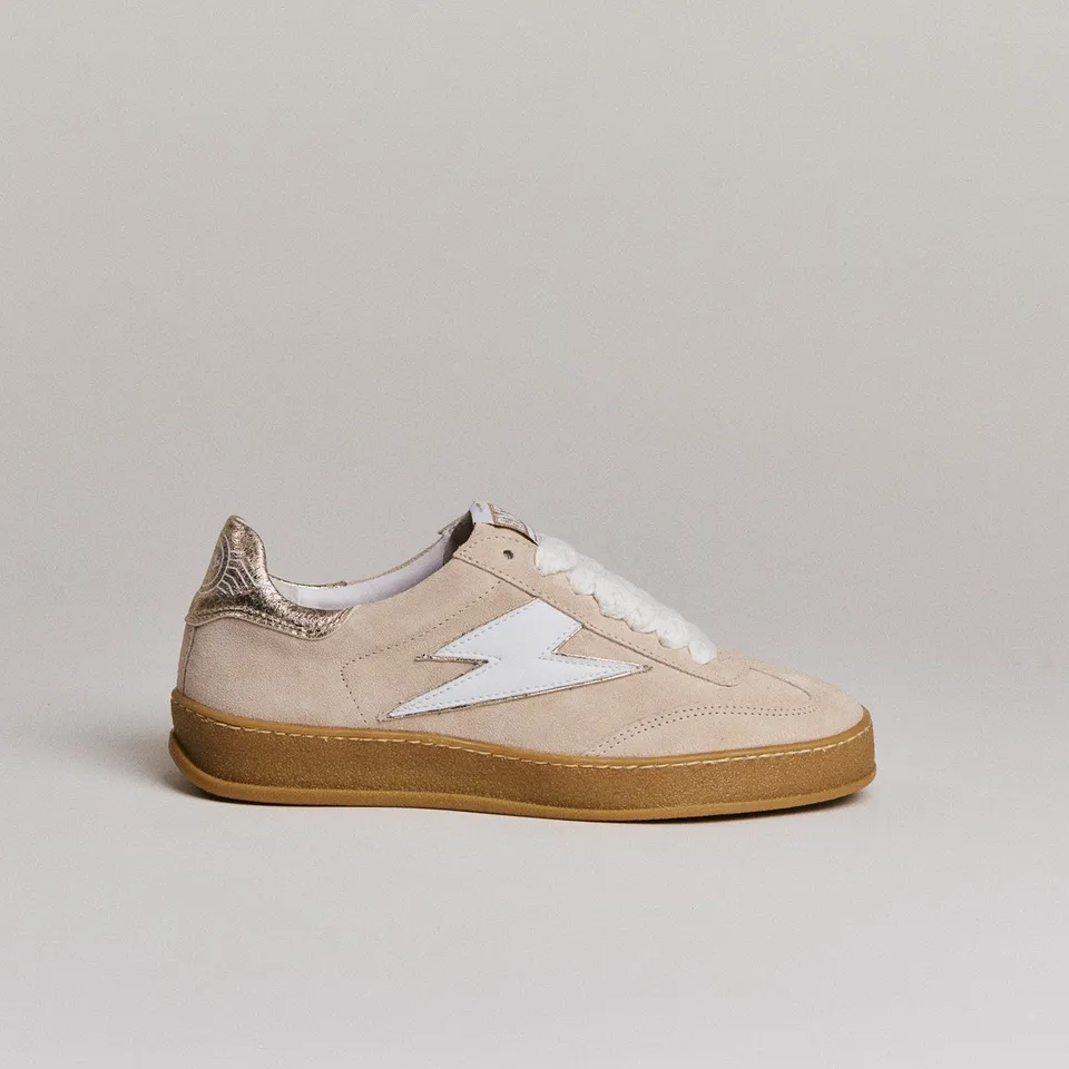 SMR India D147 baskets daim beige détails or