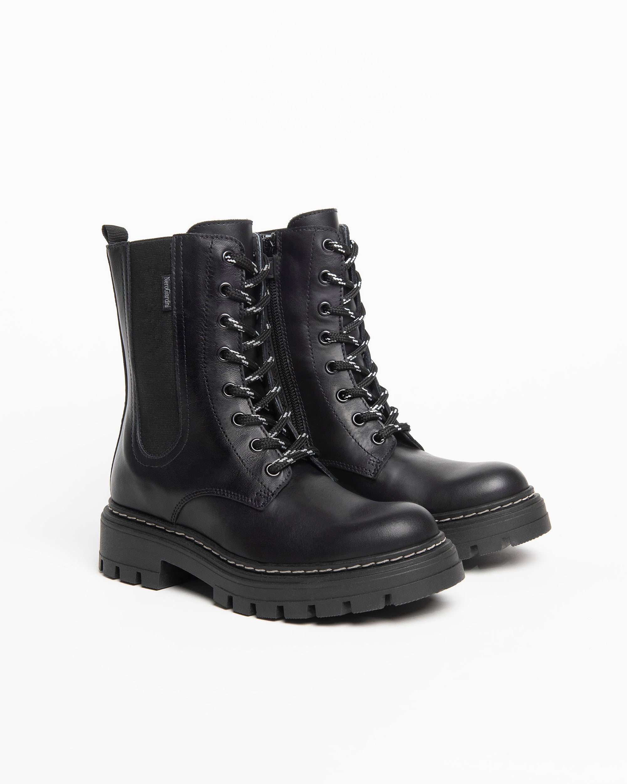 NeroGiardini Bottines Fille Cuir Lacets Zip 27-39