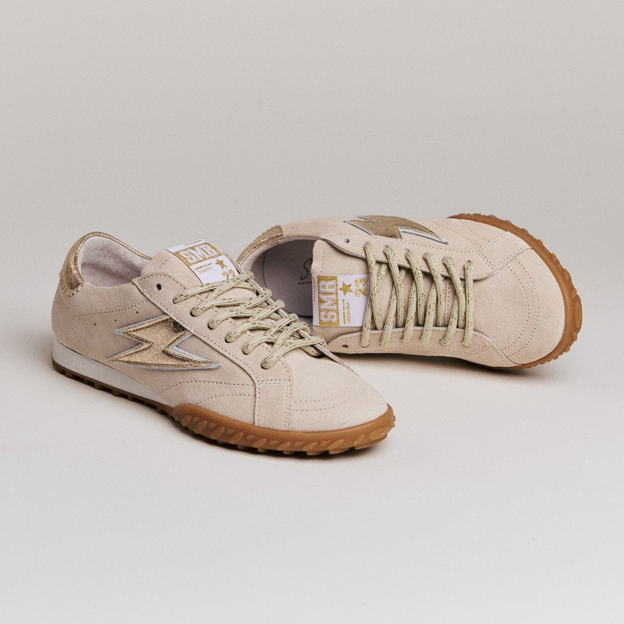 SMR Mary D614 baskets beige or daim semelle crantée