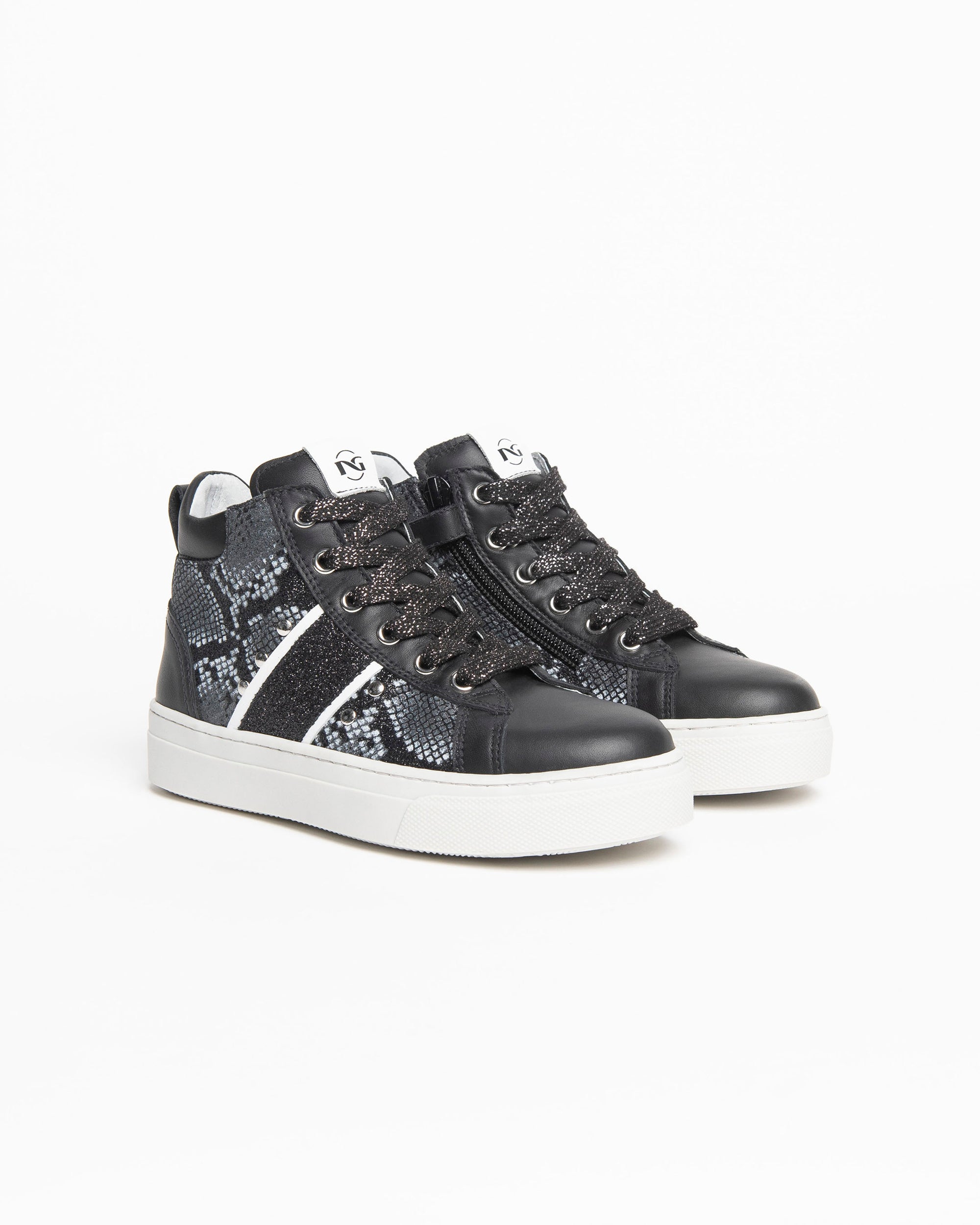 NeroGiardini Sneakers Teen Fille Cuir Lamé Fermeture Éclair