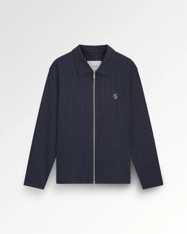 Filling Pieces Coach Jacket Pinstripe Veste Bleu Marine Laine
