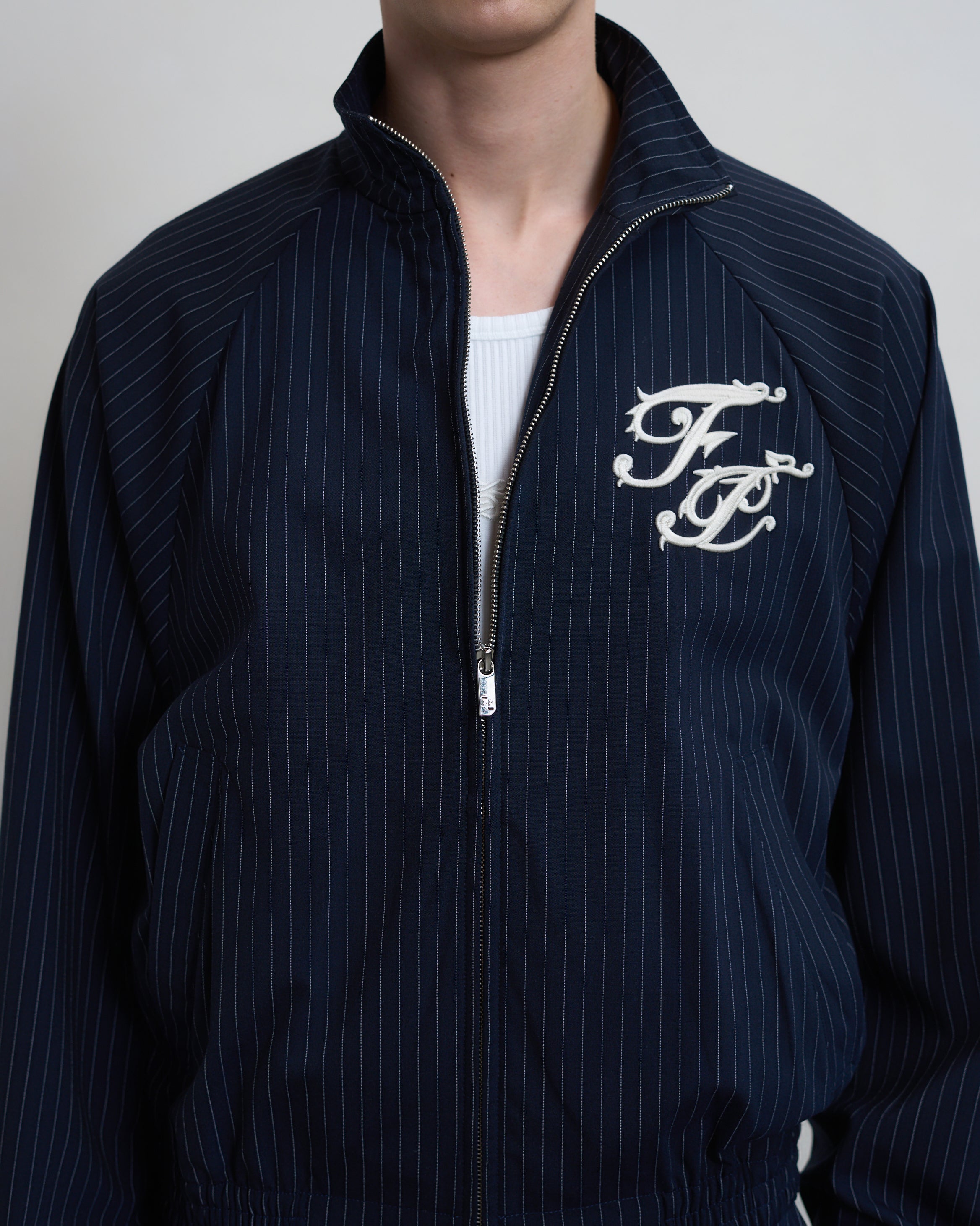 Filling Pieces Track Jacket Pinstripe Blue veste laine