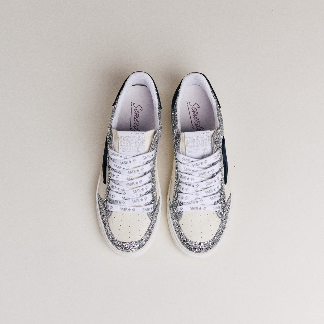 Semerdjian Noubar D605 baskets panna bleu cuir