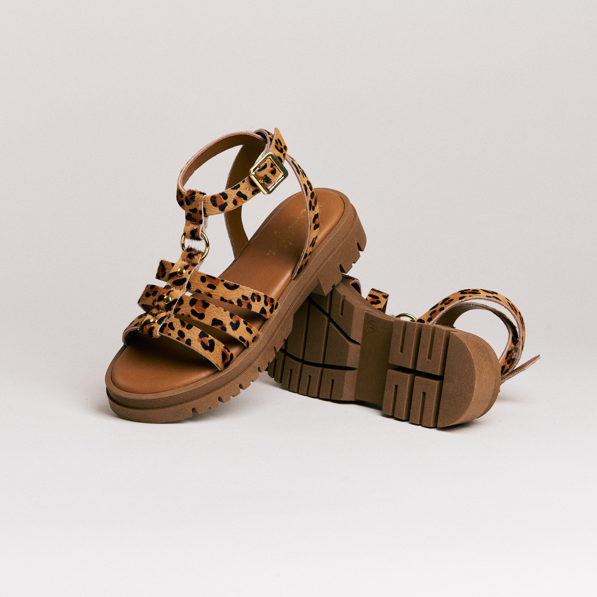 SMR Clara Cavallino sandales léopard cuir 4 cm