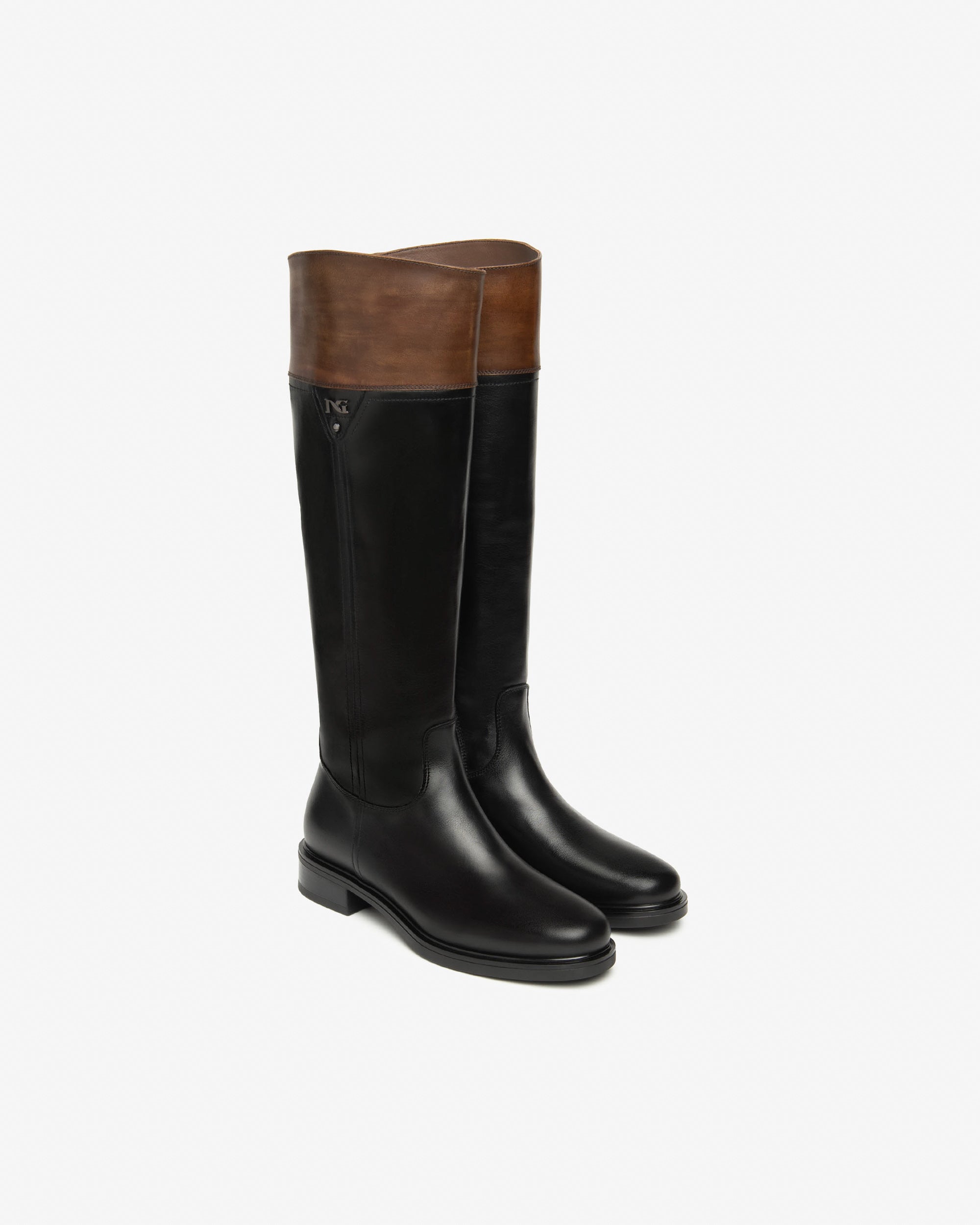 NeroGiardini Bottes Femme en Cuir Bottes Zip Talon 30 mm