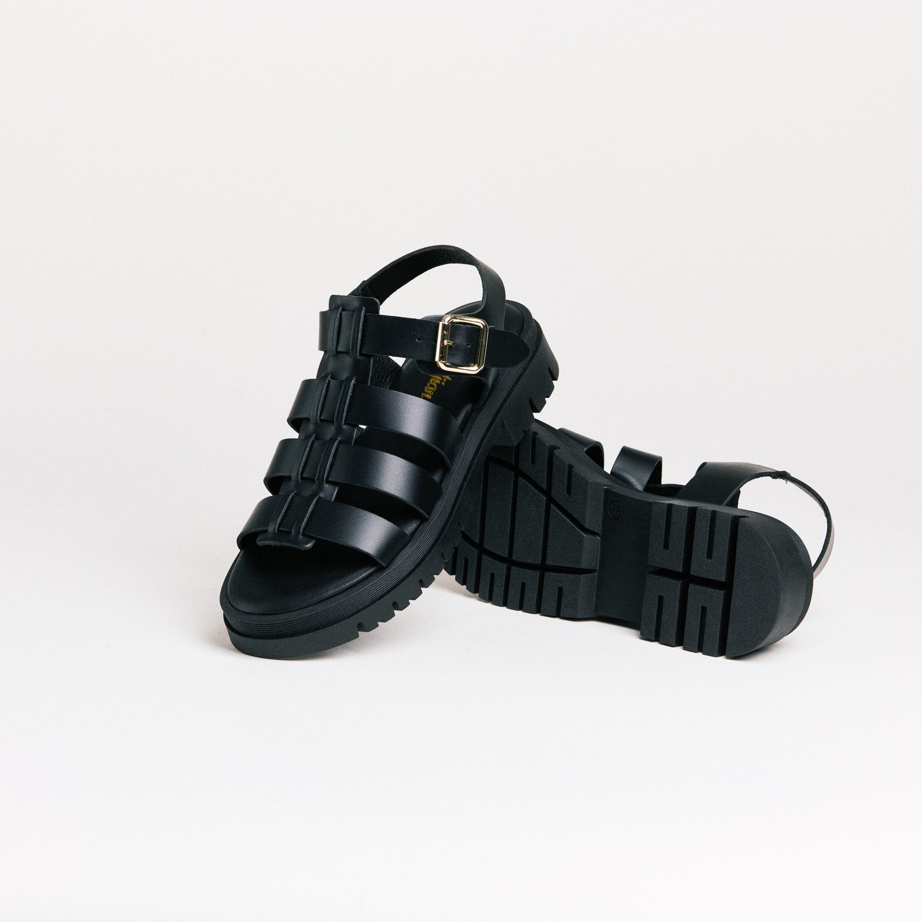 SMR Delia Vitello sandales cuir noires semelle 4 cm