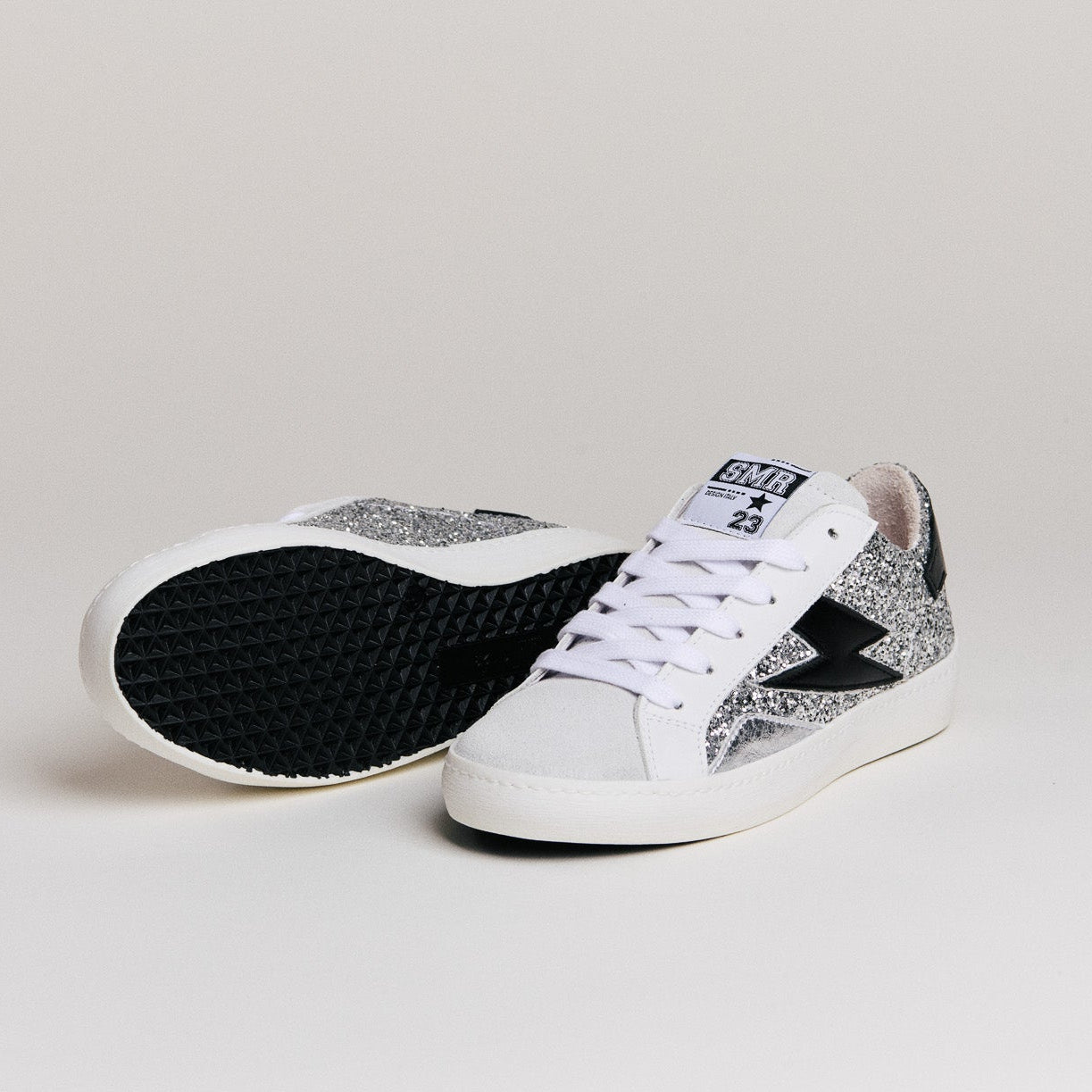 SMR Semerdjian Larry D588 Sneakers Glitter Argent Noir