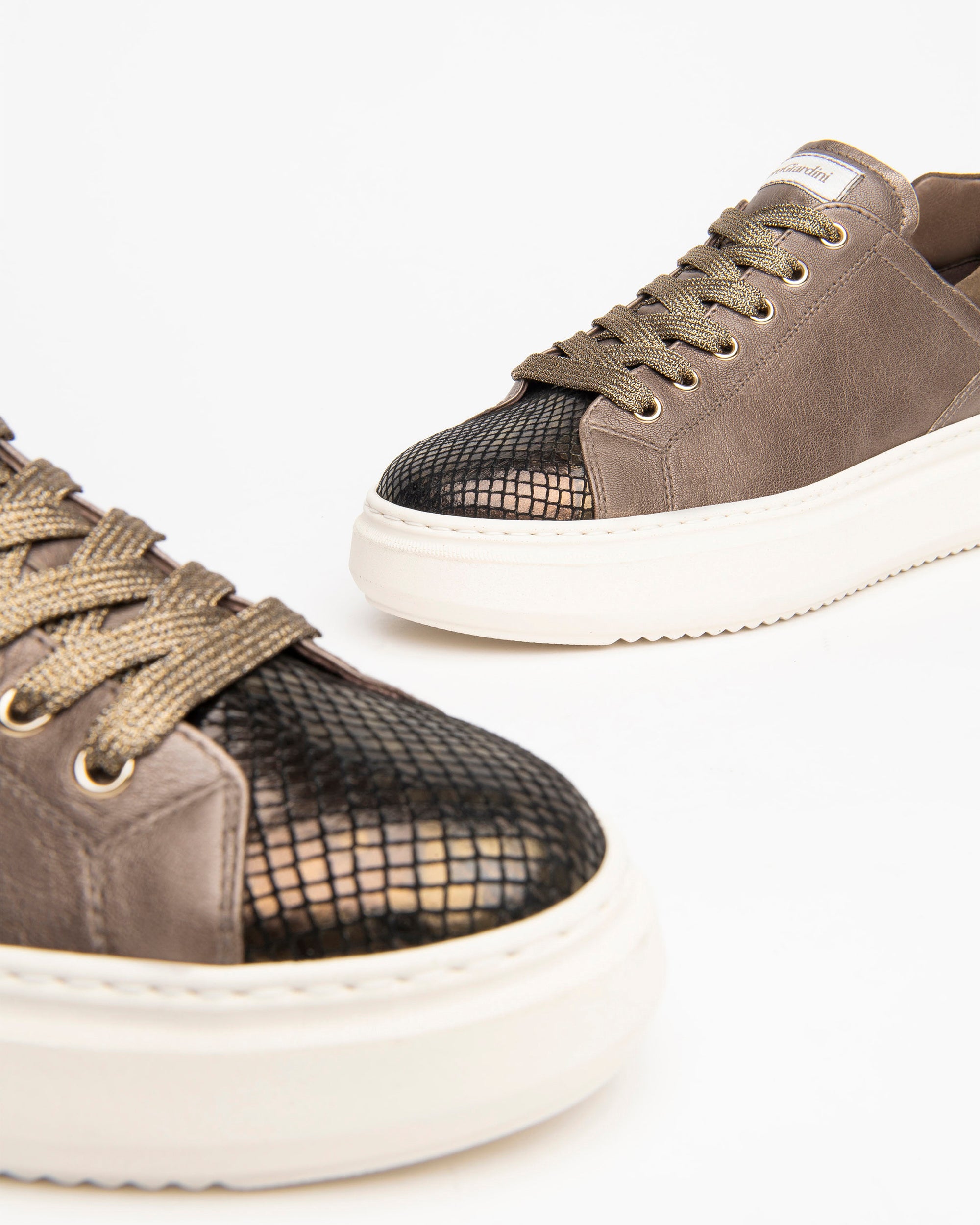 NeroGiardini Sneakers Femme Cuir Lamé Plateforme 4 cm