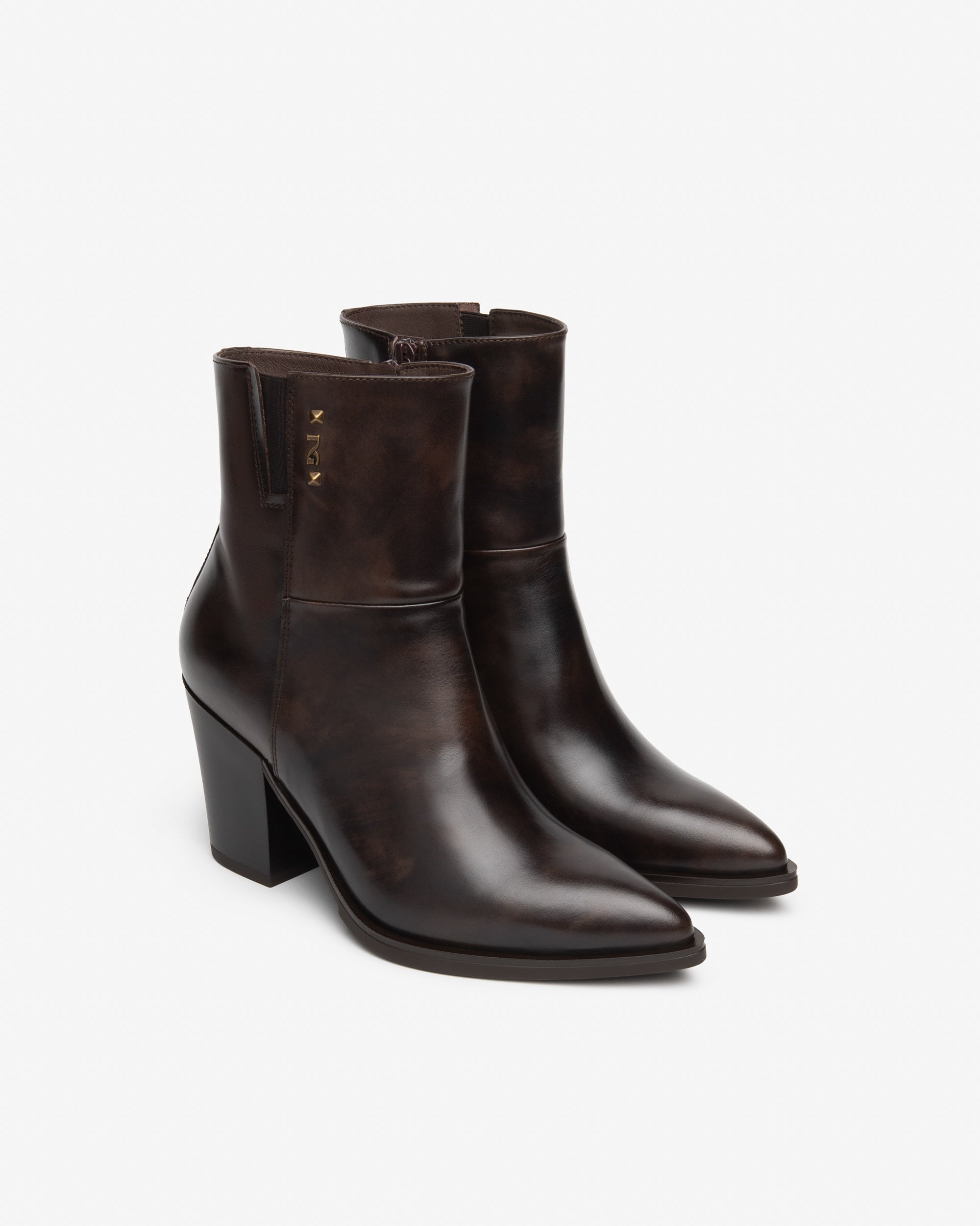NeroGiardini Bottines Femme en Cuir Talon Western Zip