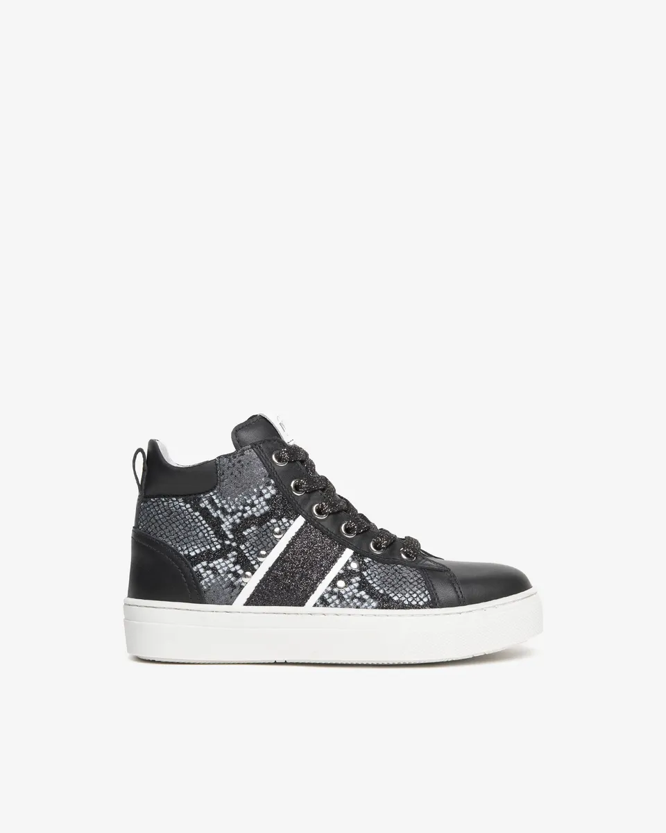 NeroGiardini Sneakers Teen Fille Cuir Lamé Fermeture Éclair