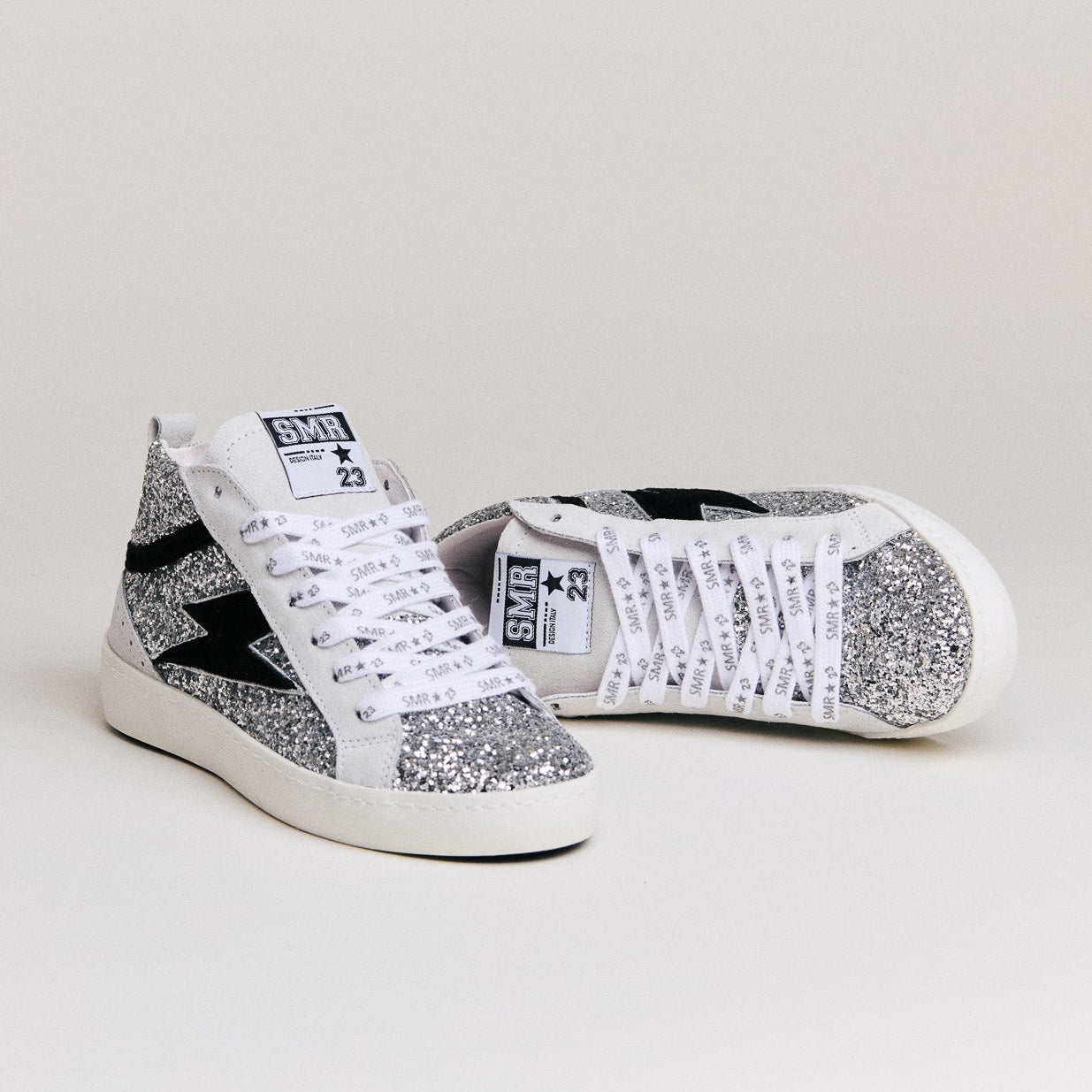 SMR Gibra D594 baskets montantes glitter argent