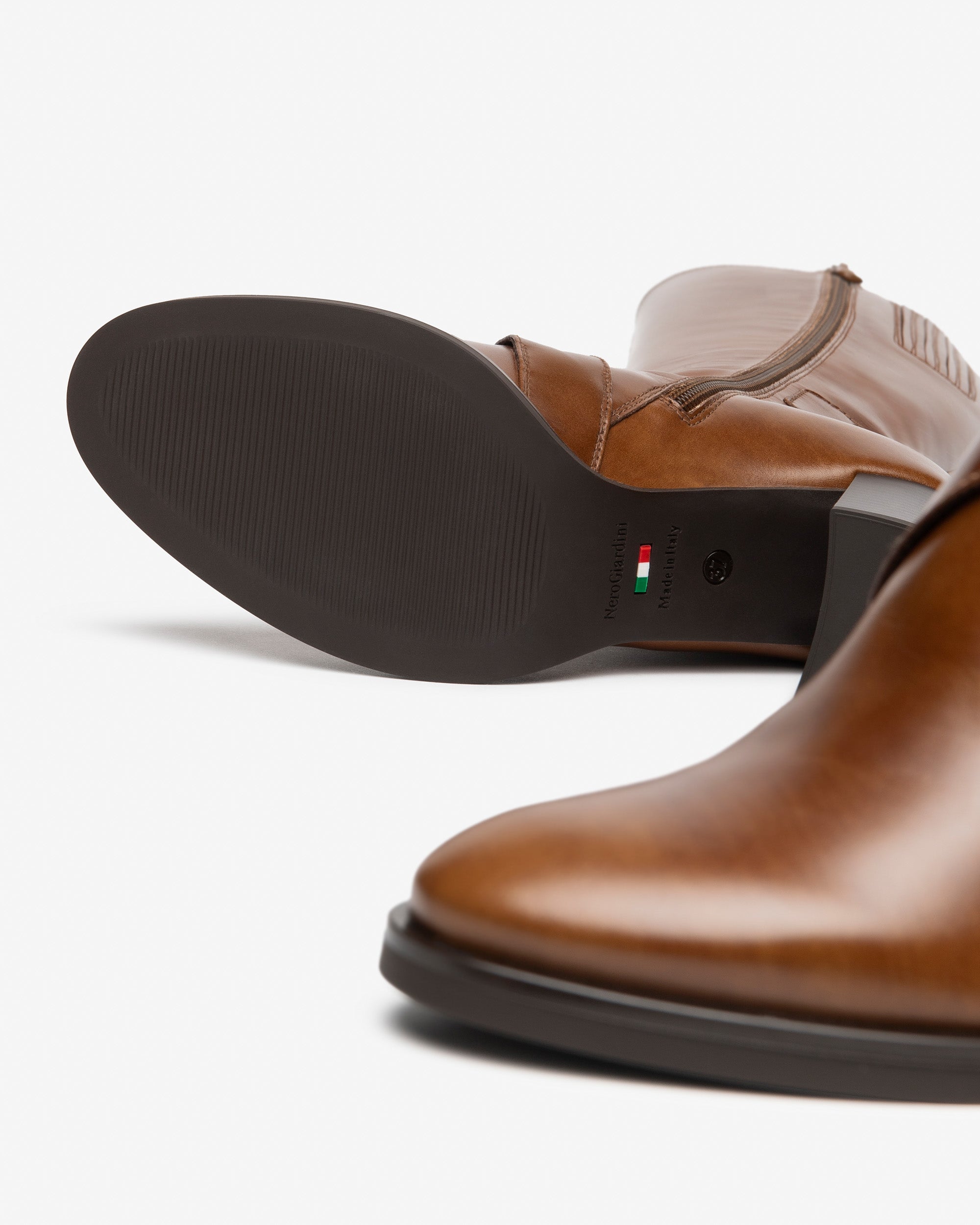 NeroGiardini Bottes Femme Cuir Talon Bloc 75mm