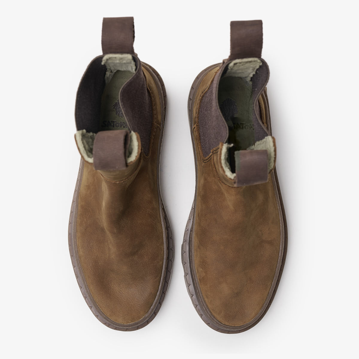 Satorisan Unalome Elastics Premium boots cuir femme Mid Brown
