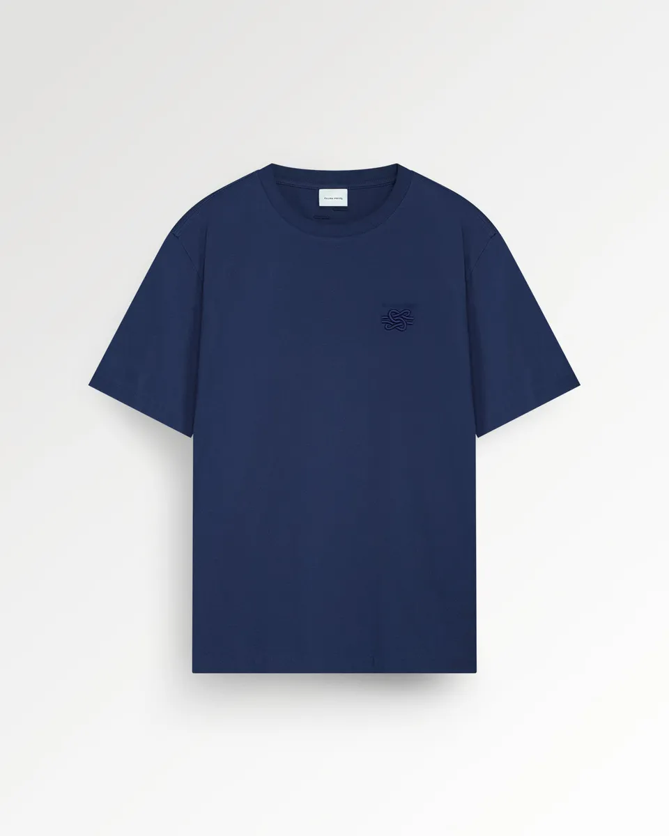 Filling Pieces Embroidered Knot T-shirt Navy coton bio